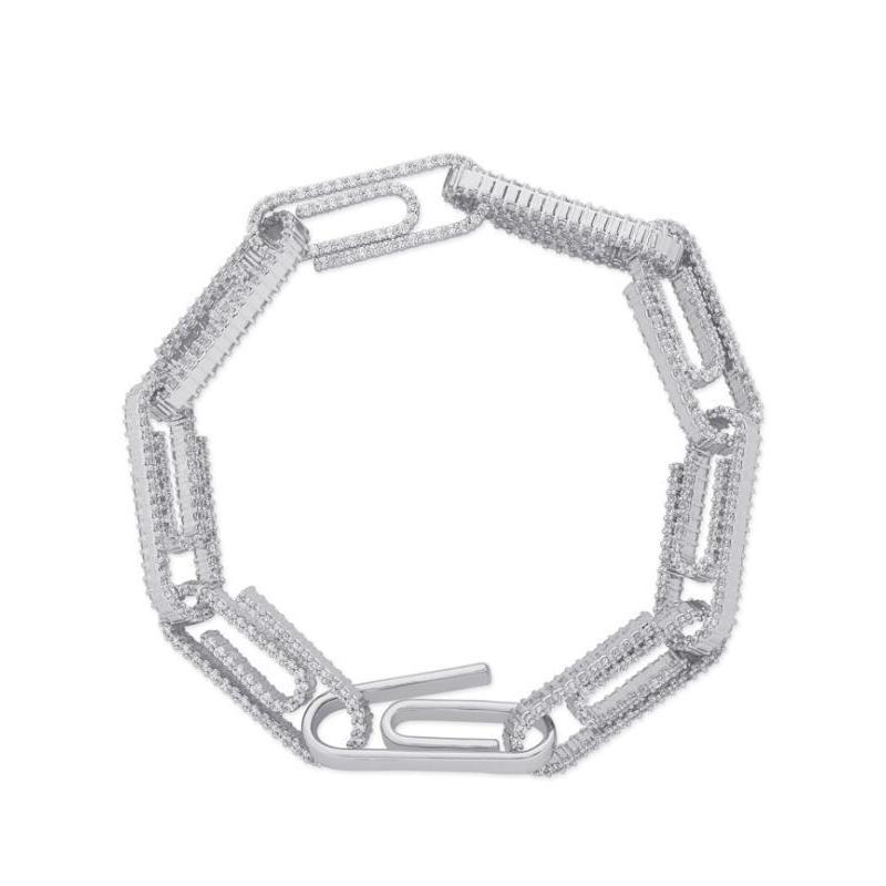 Paper Clip Coffee Bean Lock Clasp Link 78 Inch Bracelet Iced Out Zircon Bling Hip Hop Men Jewelry Gift Beaded Charms Bracelets P0
