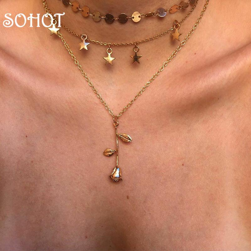 Chokers SO Romantic Multilaye Women Choker Necklaces Round Disc Tassel Star Charm Rose Flowers Pendant Trendy Female Jewelry Bijoux
Chokers SO Romantic Multilaye Women Choker Necklaces Round Disc Tassel Star Charm Rose Flowers Pendant Trendy Female Jewelry Bijoux