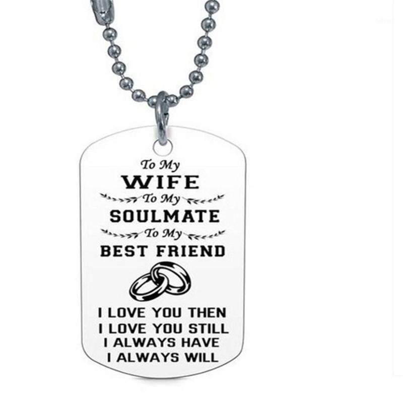 Women Men Necklace Dog Tags Army Nameplate Necklace Titanium Steel Letters Carved to MY BOYFRIEND to MY GIRLFRIED Pendant Metal1
Women Men Necklace Dog Tags Army Nameplate Necklace Titanium Steel Letters Carved to MY BOYFRIEND to MY GIRLFRIED Pendant Metal1