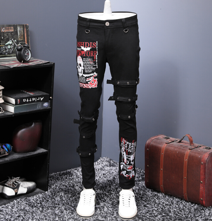 Autumn and Winter Shoes Bandage Personality Printed Jeans Straight-body Self-cultivation of Men Cffp, Black
Autumn and Winter Shoes Bandage Personality Printed Jeans Straight-body Self-cultivation of Men Cffp, Black