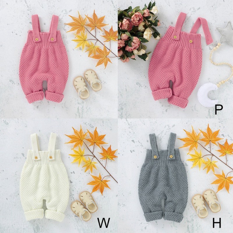 Baby Knitting Rompers Autumn Overalls Newborn Sleeveless Solid Jumpsuit Girls Boys Clothes Baby Winter Romper Elastic Suspenders 201028