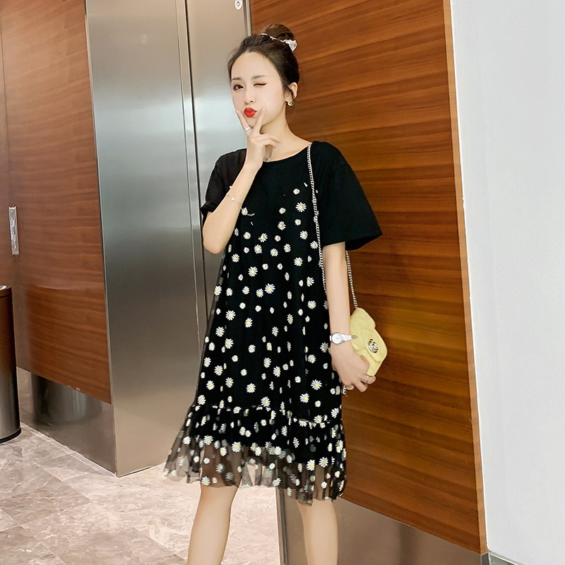 Maternity Clothes Summer fashion Short Sleeve Easy Matching Loose Stylish Dress for Pregnant Women Mom Dress LJ201125