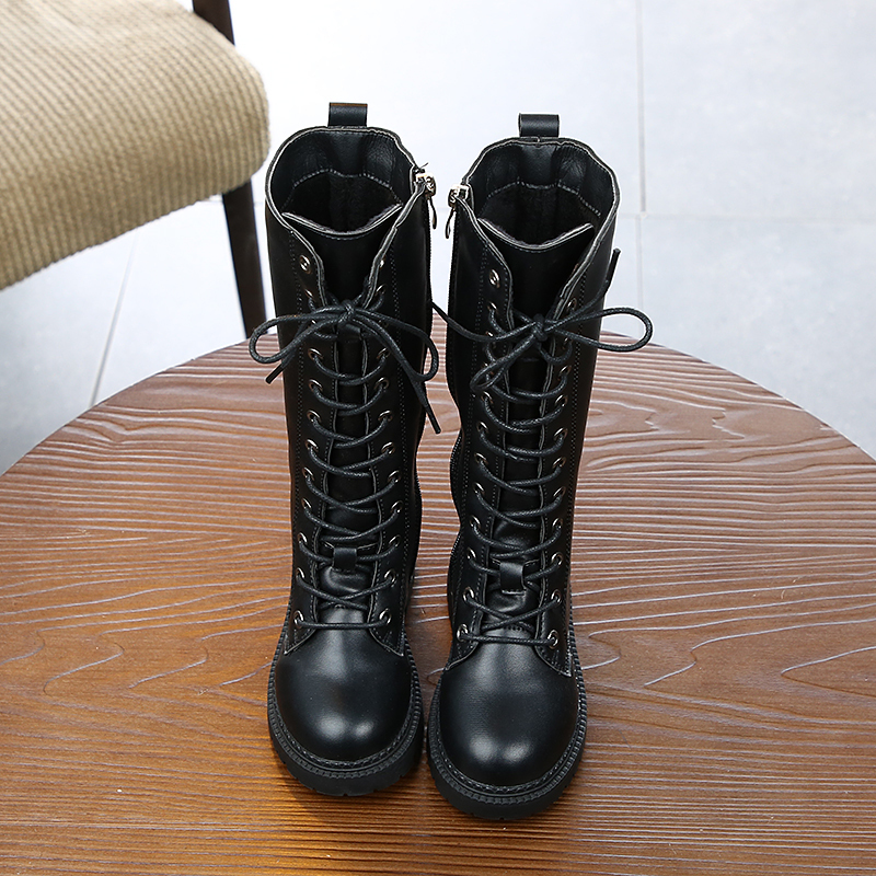 Autumn Winter Kids For Girls Fashion Cool Rubber Knee-high Children's Motorcycle Long Martin Boots Black LJ200911