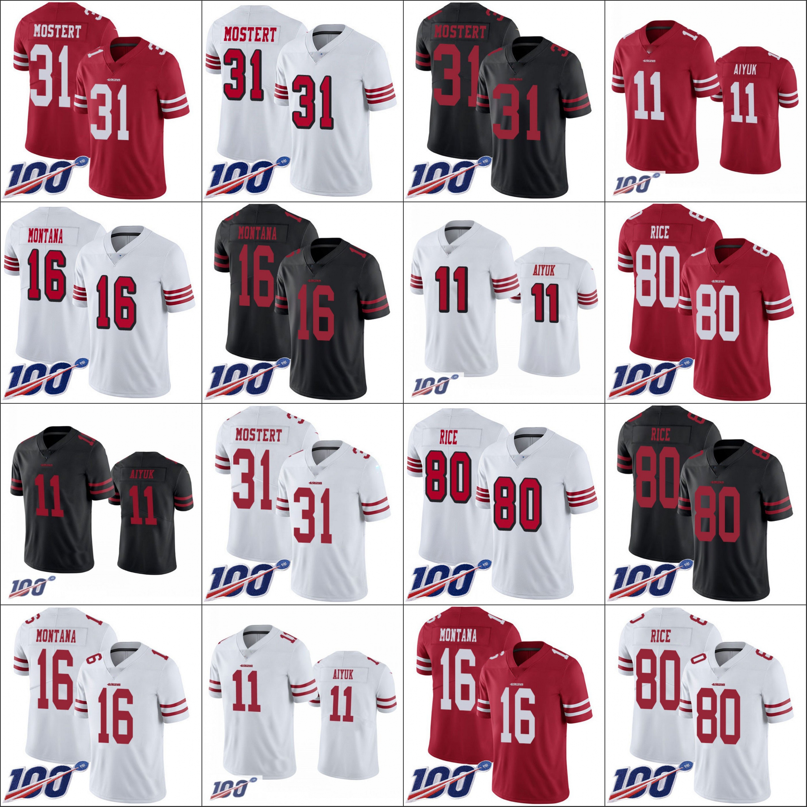 San Francisco''49ers''Men #16 Joe Montana 31 Raheem Mostert 11 Brandon Aiyuk 80 Jerry Rice Women Youth Limited 100th Jersey
San Francisco''49ers''Men #16 Joe Montana 31 Raheem Mostert 11 Brandon Aiyuk 80 Jerry Rice Women Youth Limited 100th Jersey