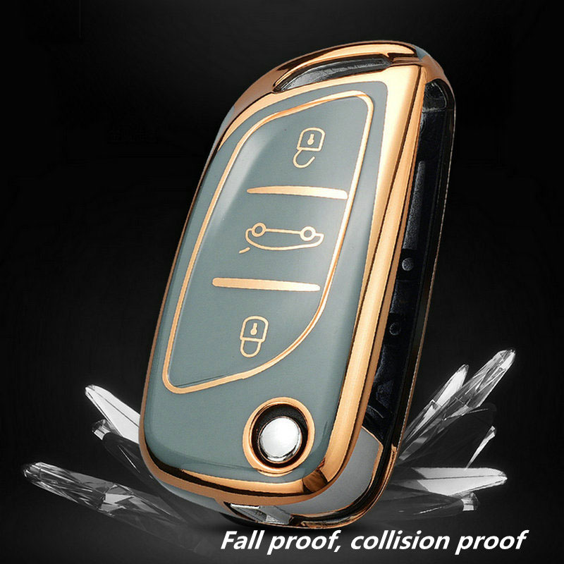 Fashion Gold Edge TPU Car Key Fob Cover Peugeot 306 407 807 DS DS3 DS4 DS6 For Citroen C1 C2 C3 C4 C5 XSARA PICA Auto Plating Keys Case