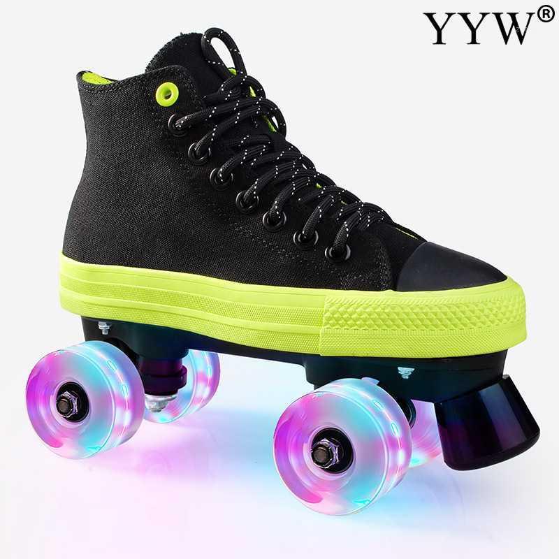Roller Skates Unisex Canvas Shoes For Lovers Two Line Flashing Wheels Black Roller Skates Quad Double Row Adult Patines1, Without light
Roller Skates Unisex Canvas Shoes For Lovers Two Line Flashing Wheels Black Roller Skates Quad Double Row Adult Patines1, Without light