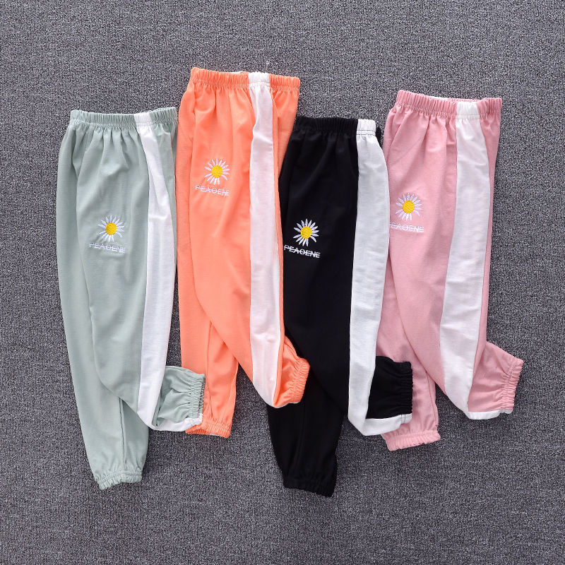 Fashion Girls Pants Summer Children Girls Cotton Linen Flower Printed Casual Pants Child Trouser Kids Bloomers Cool Baby clothes LJ201019
