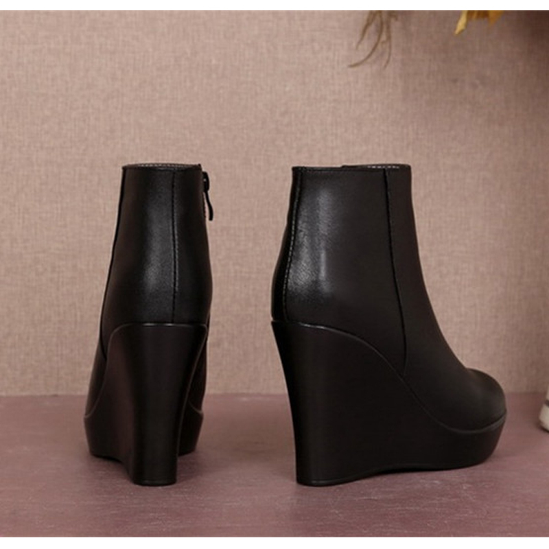 BEYARNE Genuine Leather Autumn Winter Boots Shoes Women Ankle Boots Female Wedges Boots Women Boot Platform ShoesE255 201102