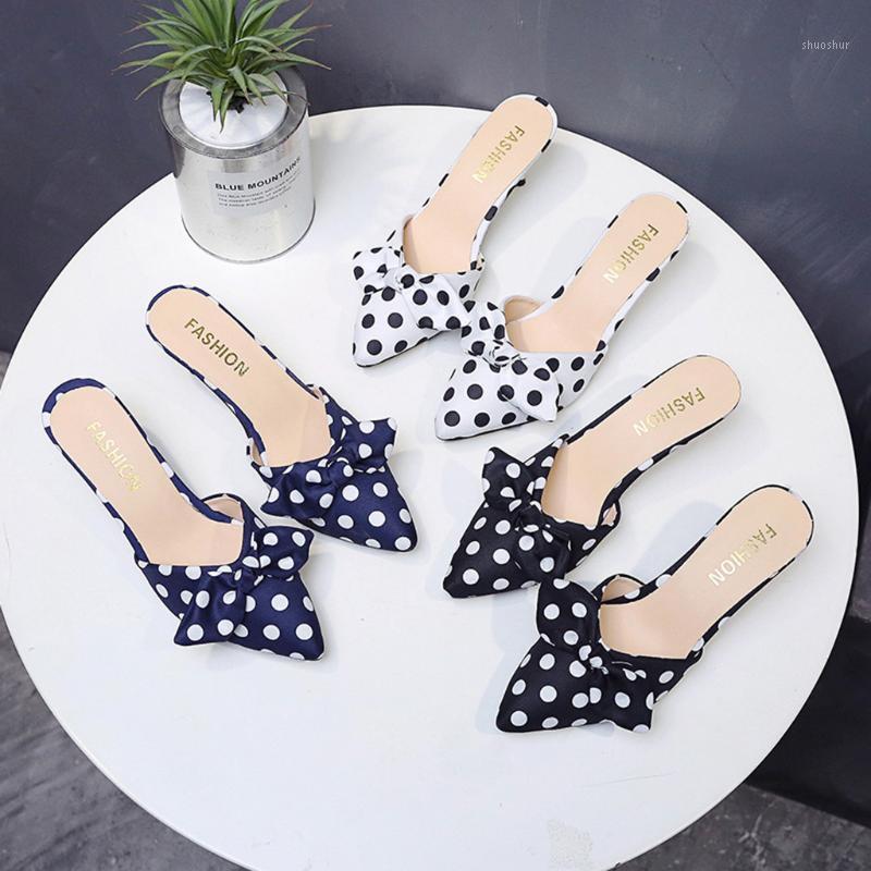 Summer Thin High Heels Sandals Butterfly-knot Polka Dots Printing Vintage Slip On Slides Party Daily Pointed Toe Shoes for lady1, White
Summer Thin High Heels Sandals Butterfly-knot Polka Dots Printing Vintage Slip On Slides Party Daily Pointed Toe Shoes for lady1, White