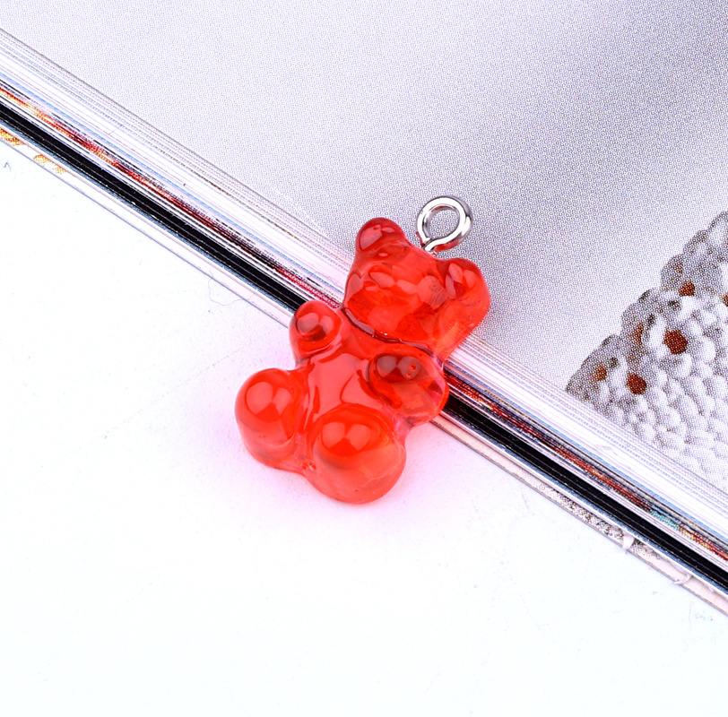 100pcs Cute Gummy Bear Charms Flat Back Resin Necklace Pendant Earring Charms For DIY Decoration 1123mm