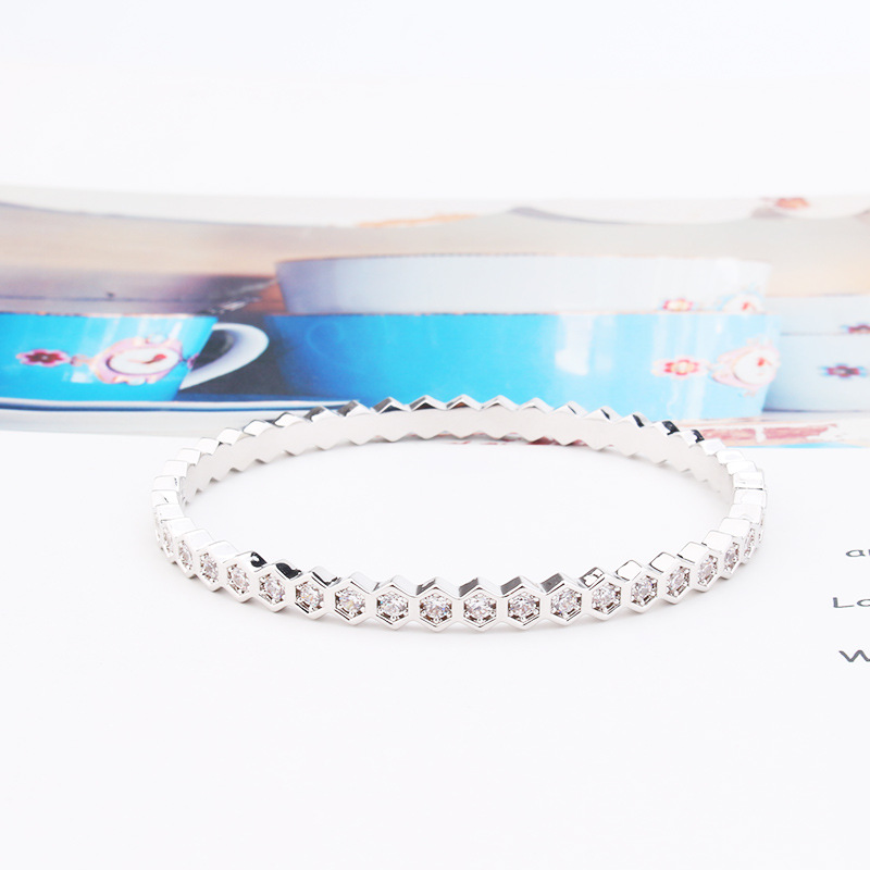 hexagonal design style womens bracelets fashion jewelry friendship bracelets stainless steel bracelets silver rose gold bangle bra