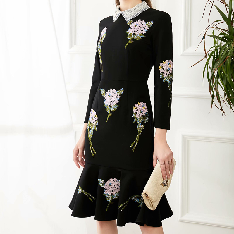 New Autumn Retroethnic Style Embroidered Frizzy Flowers Long Sleeves Fine Temperament Fishtail Mid-length Women's Clothes X5ys, Black
New Autumn Retroethnic Style Embroidered Frizzy Flowers Long Sleeves Fine Temperament Fishtail Mid-length Women's Clothes X5ys, Black