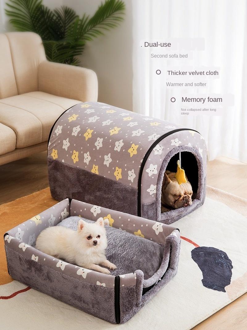 Dog's nest winter warm house small dog enclosed cat's nest, White 
Dog's nest winter warm house small dog enclosed cat's nest, White