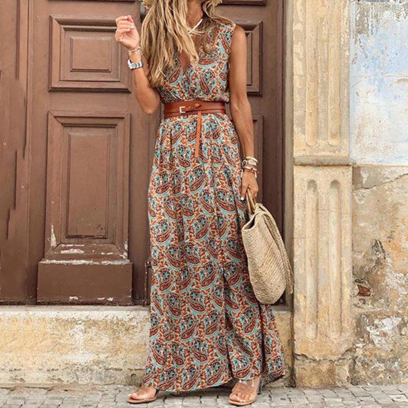 Summer Elegant Sexy beach long Dress Women 2020 Boho Women Deep V Neck Sleeveless Paisley Print Belt Large Hem Party Long Dress, Brown
Summer Elegant Sexy beach long Dress Women 2020 Boho Women Deep V Neck Sleeveless Paisley Print Belt Large Hem Party Long Dress, Brown
