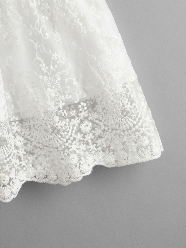 Toddler Girls Embroidery Mesh Babydoll Dress SHE