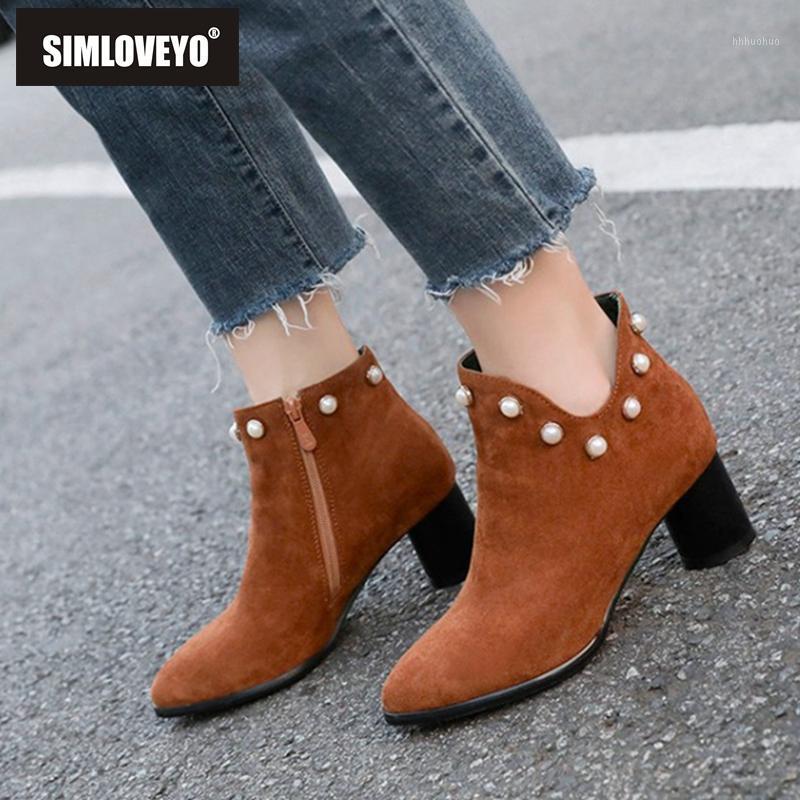 SIMLOVEYO New Autumn shoes women ankle boots Women's boots Pointed toe Flock Zipper Botas Female mujer Pearl Thick heel A1356b1, Apricot
SIMLOVEYO New Autumn shoes women ankle boots Women's boots Pointed toe Flock Zipper Botas Female mujer Pearl Thick heel A1356b1, Apricot