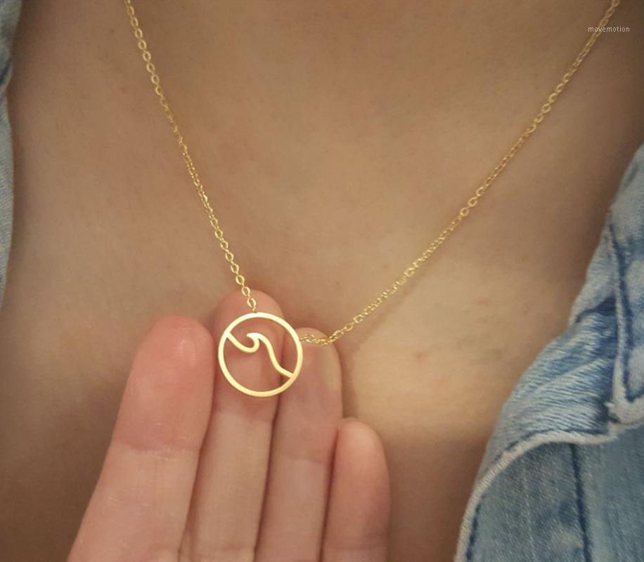 Nautical Jewelry Summer Fashion Stainless Steel Wave Necklace Gold Color Chain Simple Circle Pendant Necklaces For Women Kolye1
Nautical Jewelry Summer Fashion Stainless Steel Wave Necklace Gold Color Chain Simple Circle Pendant Necklaces For Women Kolye1