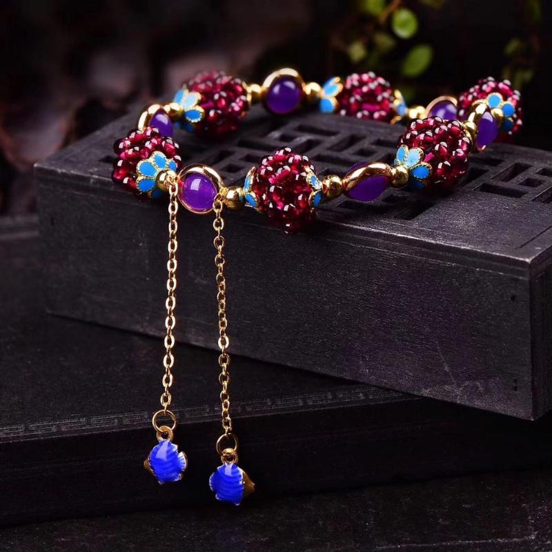 Crystal Charming Bracelet Fine Jewelry For Women Natural Garnet Stone Ethnic Bracelet Multi-Circle Female
Crystal Charming Bracelet Fine Jewelry For Women Natural Garnet Stone Ethnic Bracelet Multi-Circle Female