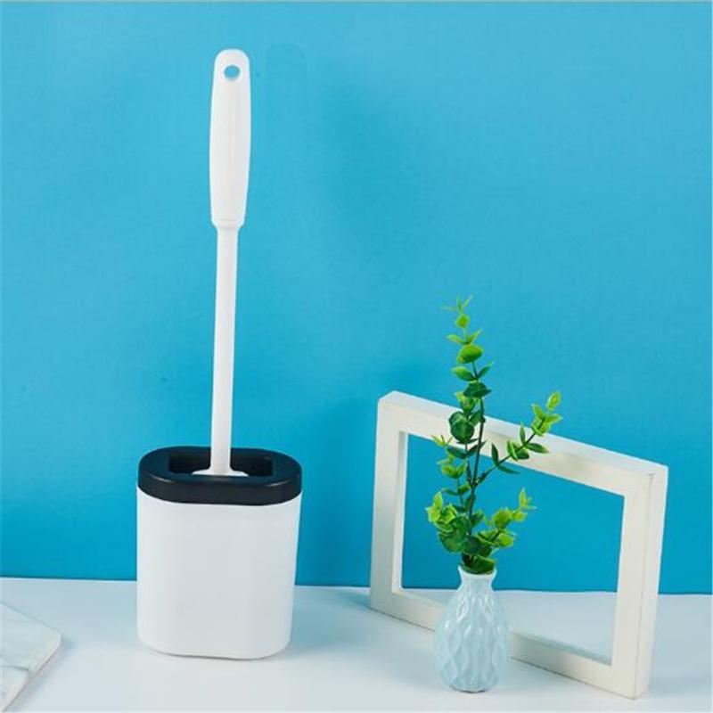 Silicone WC toilet cleaning brush flat head soft soft brush with quick-drying fixed seat set WC accessories cleaning