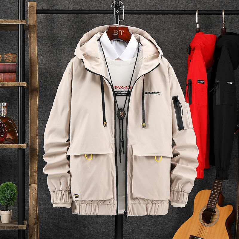 Winter Men Jacket Autumn Thick Hooded Streetwear Jacket Casual Windbreaker Fur Inside Solid Color Big Pockets 201127