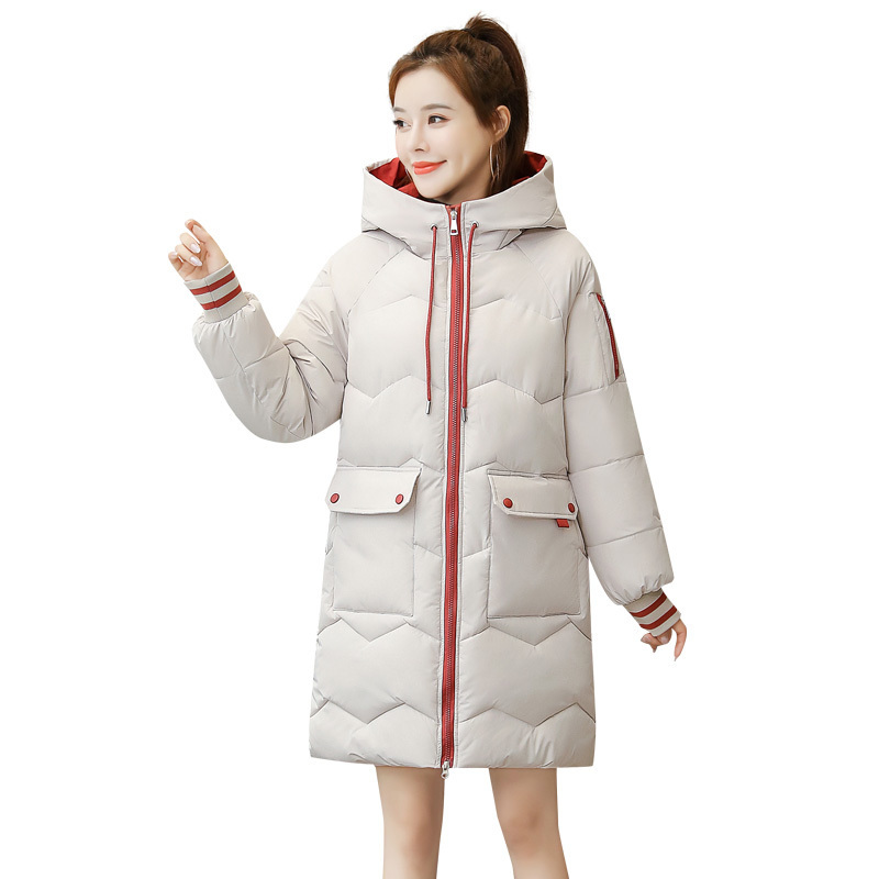 down padded coat cotton jacket women Korean loose winter coat winter small fresh Long padded jacket 201019