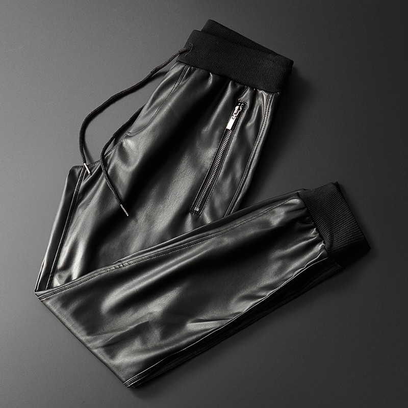 Thoshine Brand Men Leather Pants Superior Quality Elastic Waist Jogger Pants Zipper Pockets Male Faux Leather Trousers Slim Fit 201126, 616
Thoshine Brand Men Leather Pants Superior Quality Elastic Waist Jogger Pants Zipper Pockets Male Faux Leather Trousers Slim Fit 201126, 616
