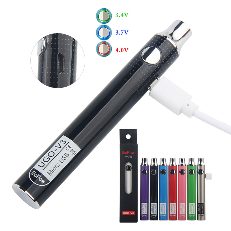 Evod UGO V3 650mAh 900mAh Ego 510 Battery 8colors Micro rough USB Charge Pass though E-cig Pen Vape Battery Vs Vision Spinner Law
Evod UGO V3 650mAh 900mAh Ego 510 Battery 8colors Micro rough USB Charge Pass though E-cig Pen Vape Battery Vs Vision Spinner Law