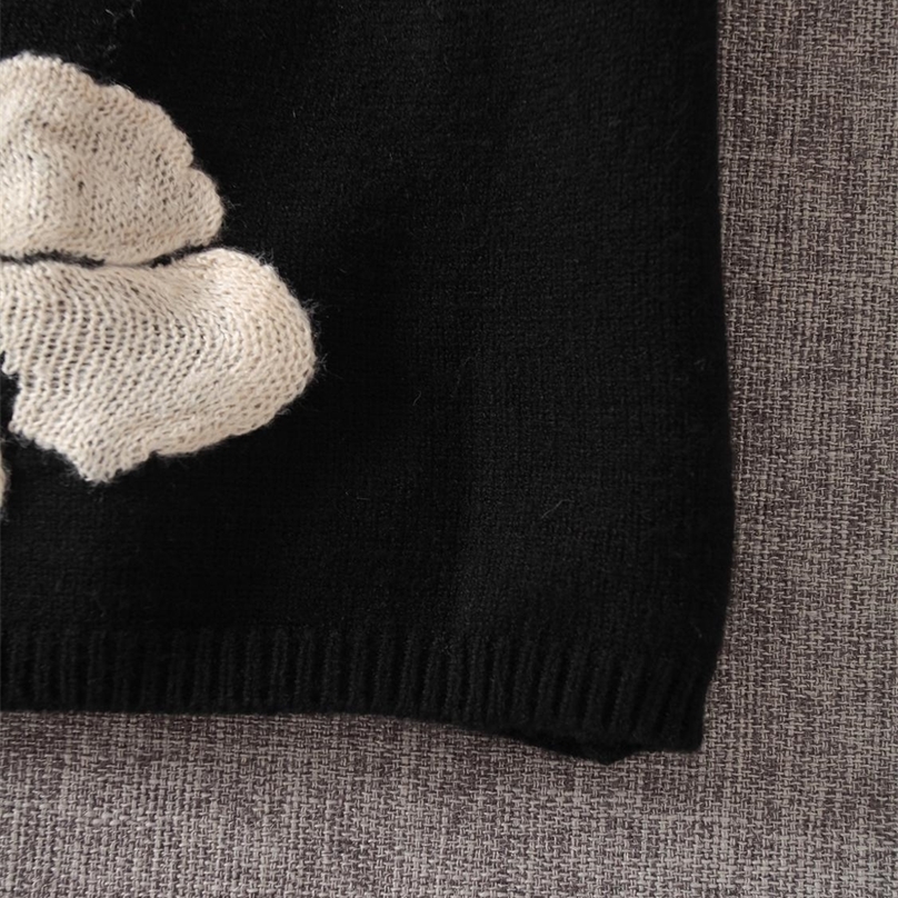 Autumn Winter Floral Print Sweater Women Knitted Pullover Femme Sweaters High Quality Knitted Oversize black Sweater Jumper 201224