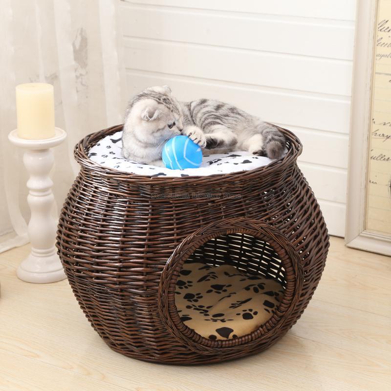 manual Rattan Cat House Natural wicker weaving cat nest accessories Durable green with Thick mat for big pet
manual Rattan Cat House Natural wicker weaving cat nest accessories Durable green with Thick mat for big pet