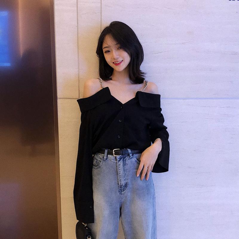 Herstory off shoulder top button solid v-neck korean clothing casual style spring new womens Shirts tand blouses ladies, Black
Herstory off shoulder top button solid v-neck korean clothing casual style spring new womens Shirts tand blouses ladies, Black
