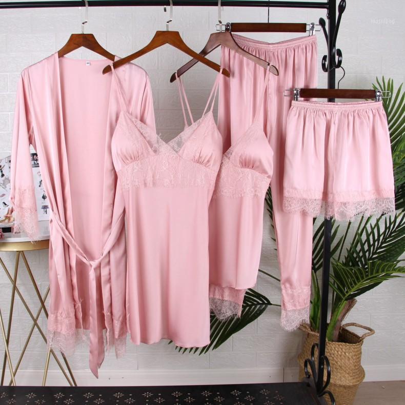 Satin Women 5PCS Sleepwear Kimono Bath Gown Pink Bride Bridesmaid Wedding Robe Sexy Lace Thin Nightdress Home Clothes Pajamas1, Blue-2pcs
Satin Women 5PCS Sleepwear Kimono Bath Gown Pink Bride Bridesmaid Wedding Robe Sexy Lace Thin Nightdress Home Clothes Pajamas1, Blue-2pcs