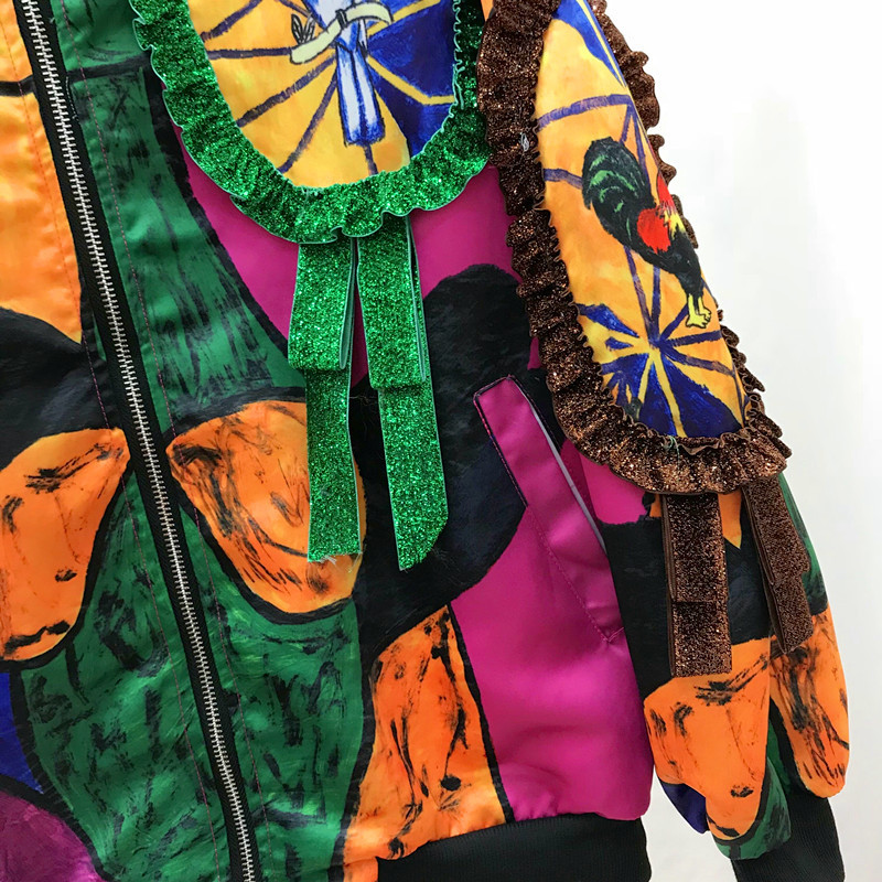 Sequins bomber jacket women Harajuku pilot jacket coat 2019 casual printing basic baseball jackets T200111