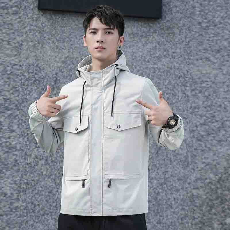 Men Hooded Jacket Spring and Autumn Mens Denim Jackets Fashion New Mens Jackets with Big Pockets Casual Windbreaker Size M-4XL