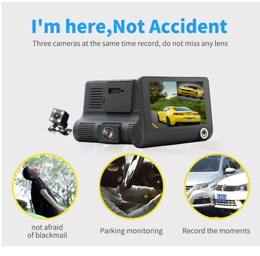 New 40quot Car DVR Camera car cameras Dual Lens with Rear view Registrar three camera Night vision car dvrs Video dashcam