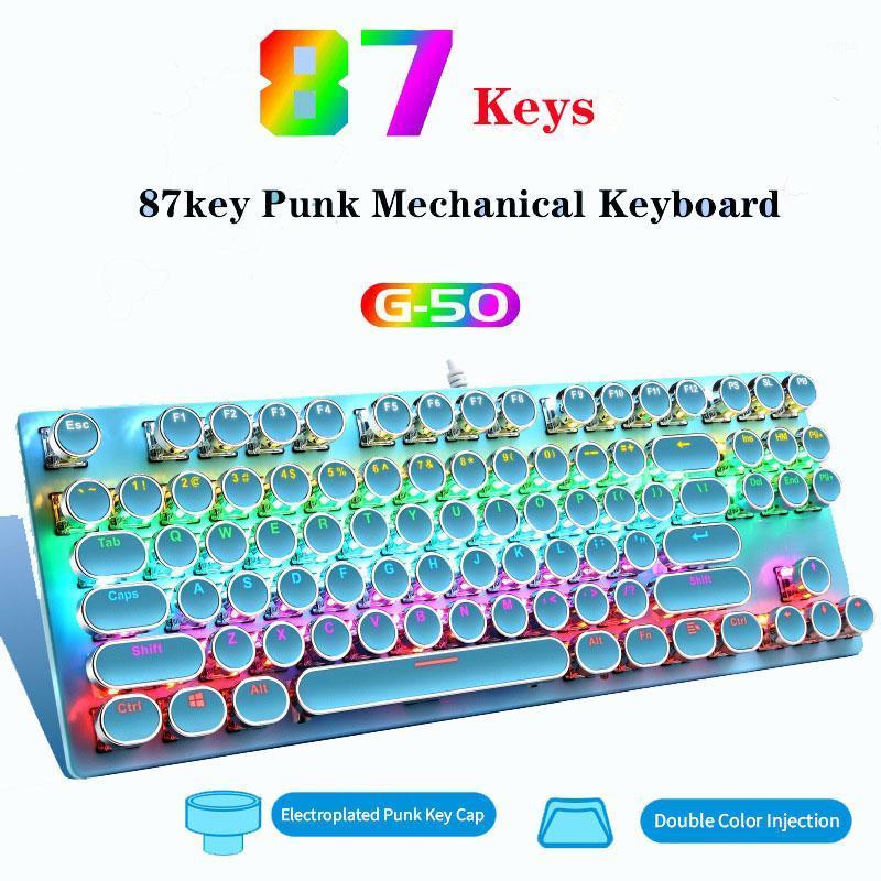 Electroplating Punk Mechanical Keyboard 87 Keys Blue Switch Gaming Keyboards 7-Color Backlight Wired Keyboard for Laptop Desktop1
Electroplating Punk Mechanical Keyboard 87 Keys Blue Switch Gaming Keyboards 7-Color Backlight Wired Keyboard for Laptop Desktop1