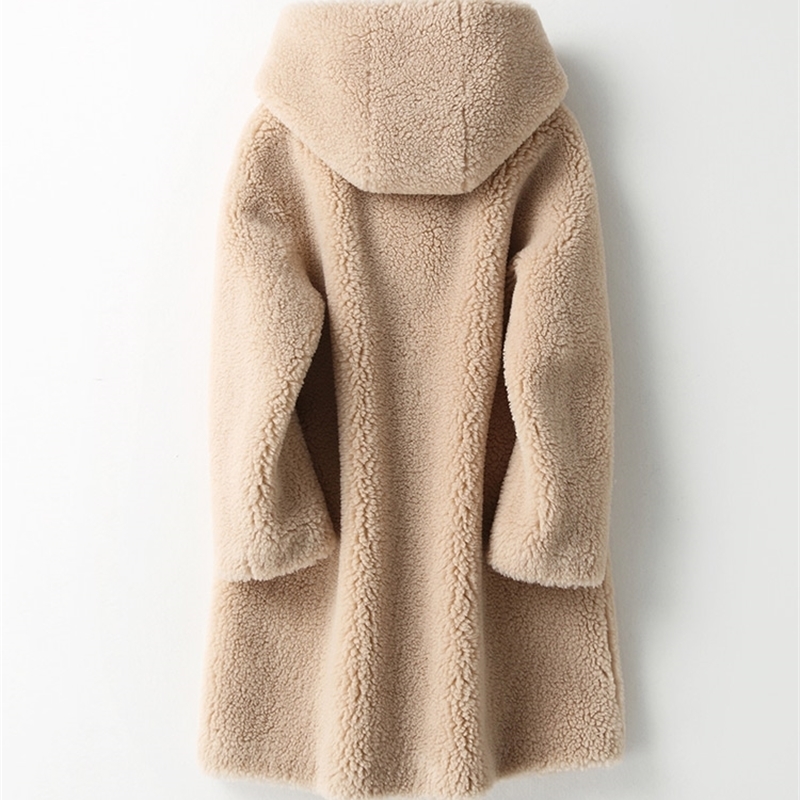 New arrival natural wool coat with hat Women wool jacket winter wool overCoat suede lining very warm big size F1253 201019