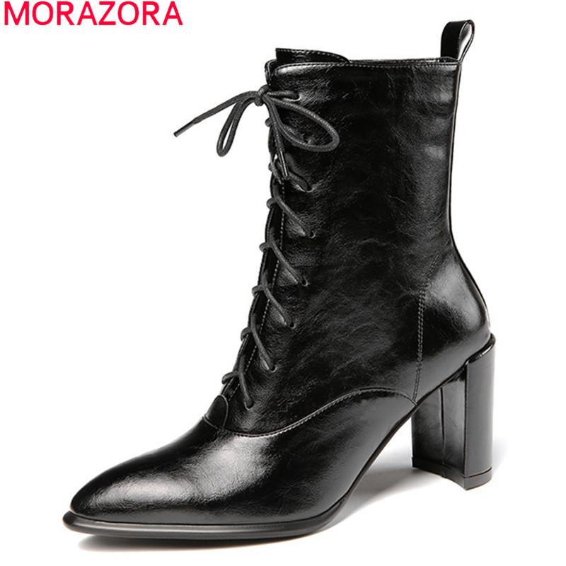 MORAZORA 2021 Plus Size 33-43 Ankle Boots High Quality Genuine Leather Boots Thick Heels Pointed Toe Lace Up Winter Women, Black not fur
MORAZORA 2021 Plus Size 33-43 Ankle Boots High Quality Genuine Leather Boots Thick Heels Pointed Toe Lace Up Winter Women, Black not fur