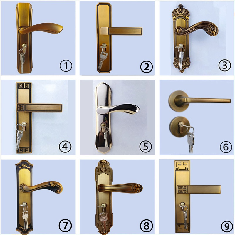 Yellow Bronze Bedroom Door Lock New Chinese Indoor Mute Handle Room Wooden Door Handle Lock(The logistics price Pls Contact us)