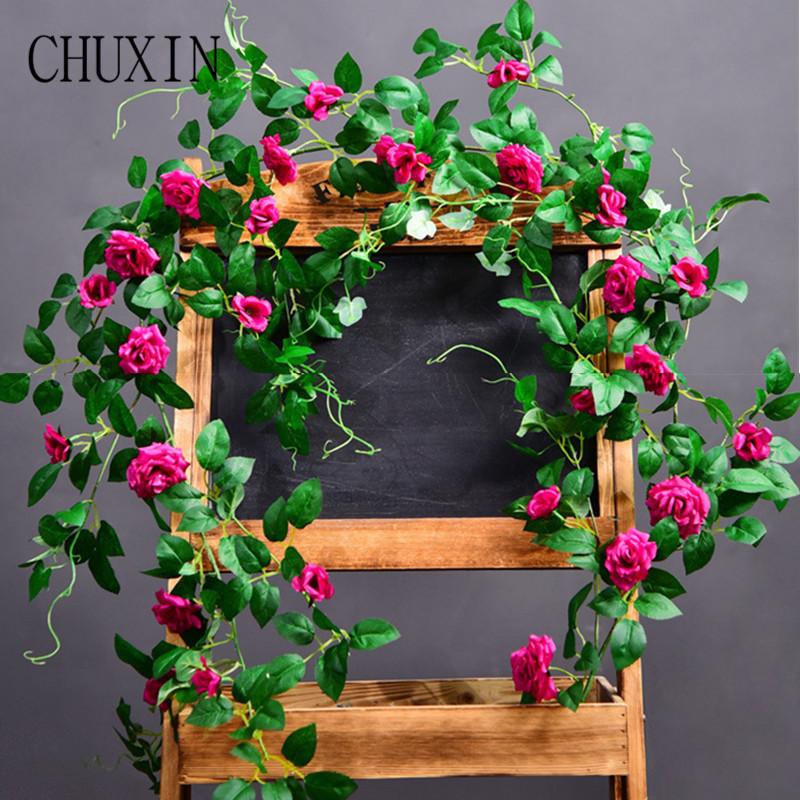 180cm Silk roses vine with green leaves artificial flower for home wedding decoration fake leaf diy hanging garland 27 roses, Pink
180cm Silk roses vine with green leaves artificial flower for home wedding decoration fake leaf diy hanging garland 27 roses, Pink