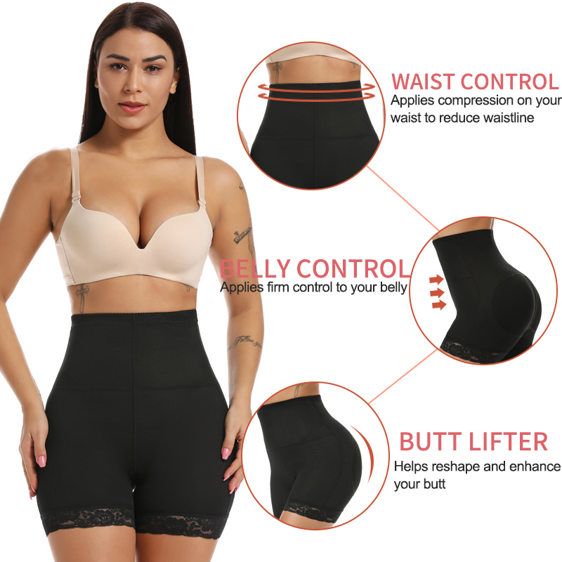 Womens Padded Shapewear Hip Enhancer Shorts High Waist Body Shaper Panty Pad Butt Lifter Booty Trainer Control 220311
