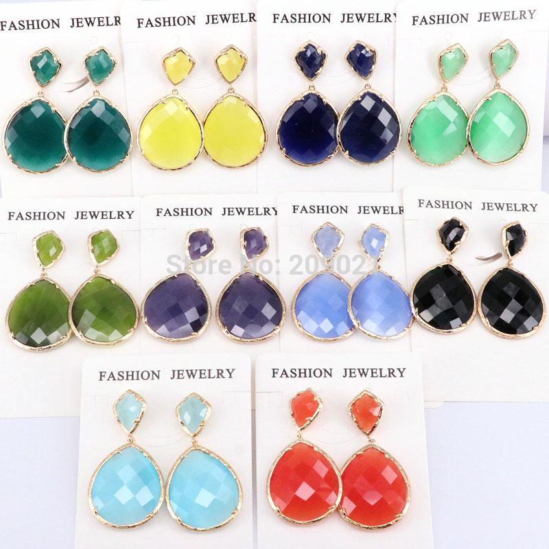 5Pairs New Arrival Gold Frame Water Drop Cats Eye Stones Dangle Earrings Women's Fashion Jewelry
5Pairs New Arrival Gold Frame Water Drop Cats Eye Stones Dangle Earrings Women's Fashion Jewelry