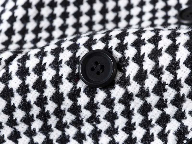 toppies vintage Houndstooth woolen Jacket double breasted long coat women outwear winter clothes 201103