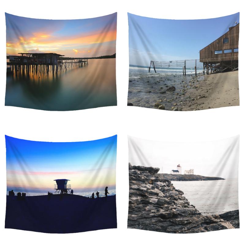 

Seaside Scenery Print Tapestry Art Wall Hanging Blanket Beach Towel Background Cloth Yoga Mat Rug Home Bedroom Decor