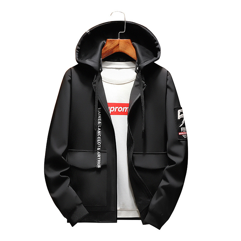 VROKINO 2019 Spring and Autumn New Men's Solid Color Hooded Large Size Jacket Fashion Classic Men's Loose Jacket 5XL 6XL 7XL 8XL T200502