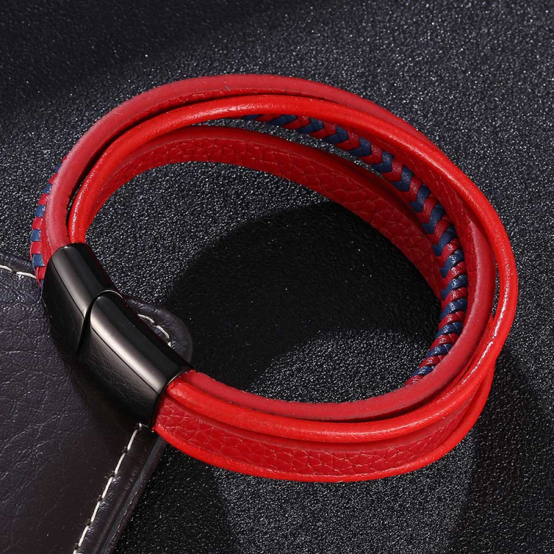 Creativity Multilayer Leather Magnetic Buckle Bangle Bracelets for Men Women Lovers Gift