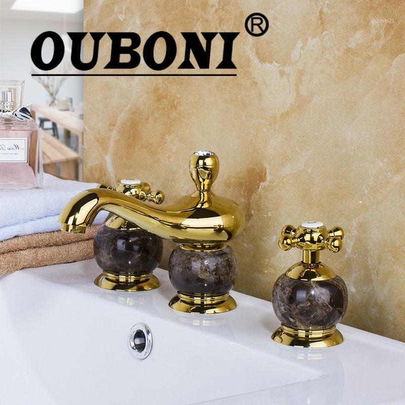 OUBONI Luxury Polished Golden 3PCS Set Bathtub Faucet European Deck Mounted Cross Handle Basin Mixer Tap diamond faucet1
OUBONI Luxury Polished Golden 3PCS Set Bathtub Faucet European Deck Mounted Cross Handle Basin Mixer Tap diamond faucet1