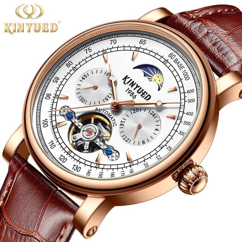 Wristwatches Kinyued Fashion Mechanical Watch Men Gold Moon Phase Luminous Hands Leather Strap Watches Tourbillon Waterproof Wristwatch1, J045-2
Wristwatches Kinyued Fashion Mechanical Watch Men Gold Moon Phase Luminous Hands Leather Strap Watches Tourbillon Waterproof Wristwatch1, J045-2