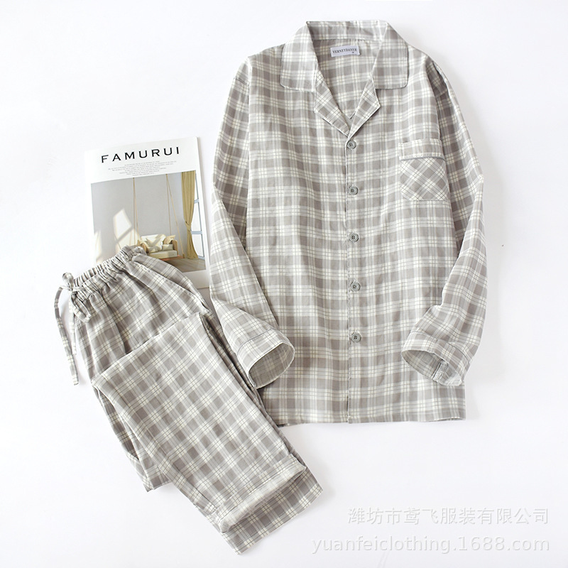 Men and Women Long Sleeves Pajamas Plaid Leisure Long Shirt Sleepwear Cotton Plus Size Sleep Set Matching Couples Home Pyjamas 201109
