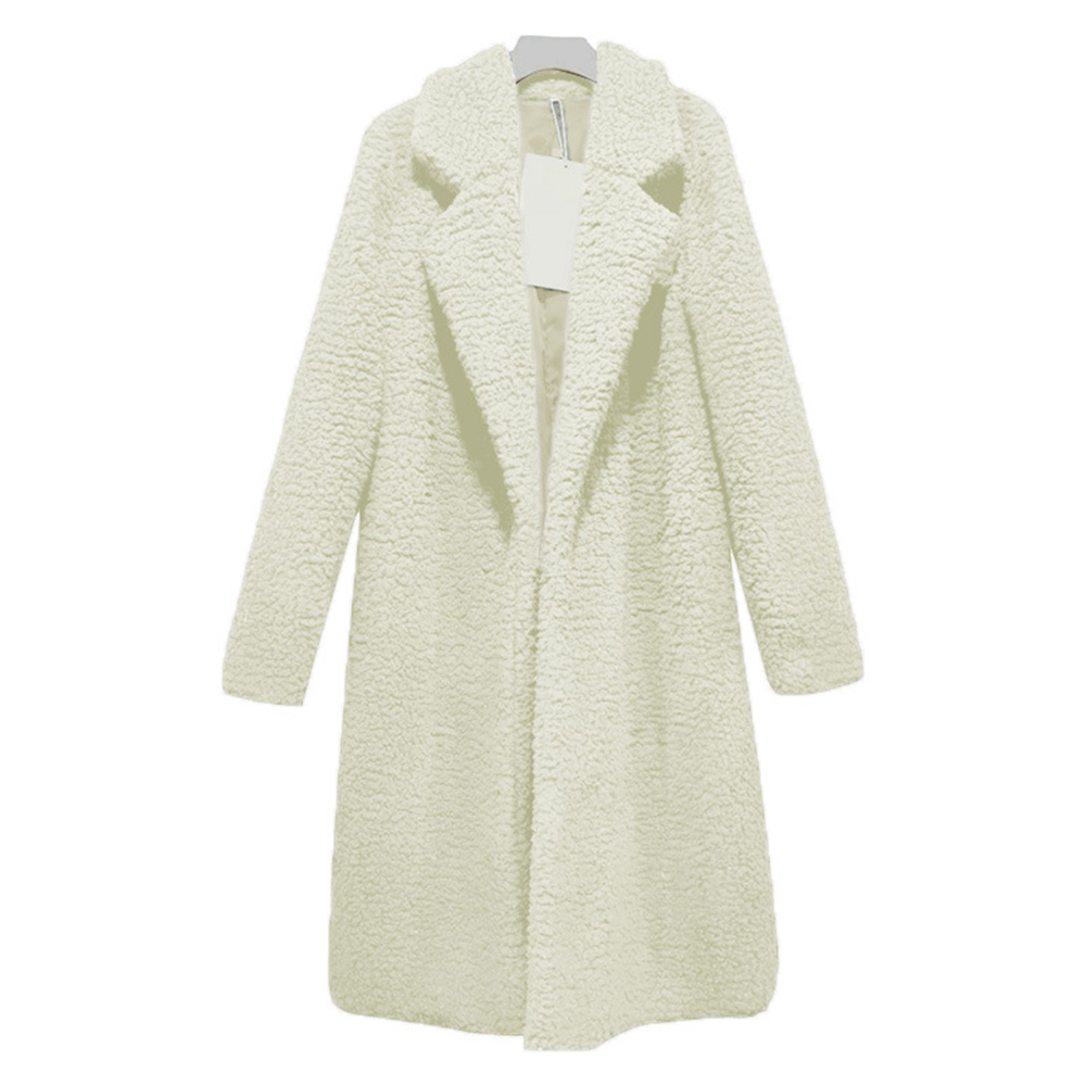 Diiwii Long Fleece Jackets Winter Warm Teddy Coat Cardigan Office Lady Sexy Women Wool Blends Full Tops Overcoats Plus Size 201102