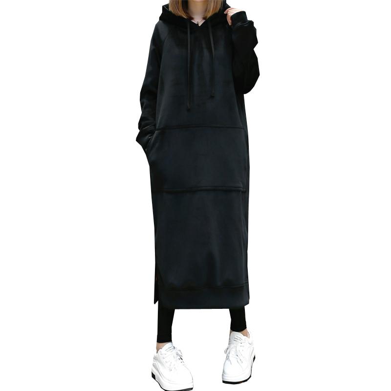 Warm Winter High Quality Gold Velvet Hooded Dresses Pocket Long Sleeved Casual Dress Black Gray Sportwear Autumn Women Clothings
Warm Winter High Quality Gold Velvet Hooded Dresses Pocket Long Sleeved Casual Dress Black Gray Sportwear Autumn Women Clothings
